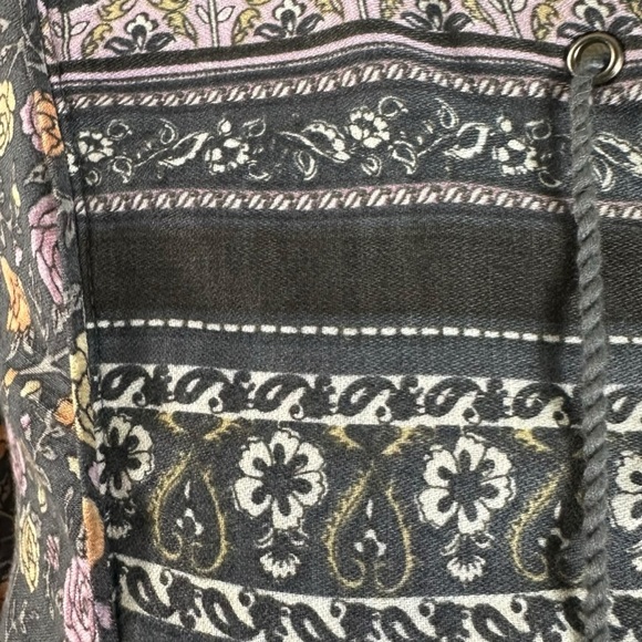 Lucky Brand Bohemian Hippie Retro 70s Lace Up Peasant Blouse Size Large - Picture 10 of 15